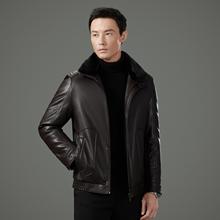 品牌高档皮衣外套男中年爸爸休闲保暧绵羊皮衣皮夹克羽绒内胆外套