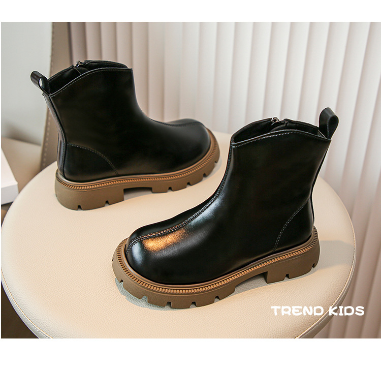 Girls' British style Martin soft soled short 2024 autumn and winter new item boys' versatile leather single children's_voghion.com