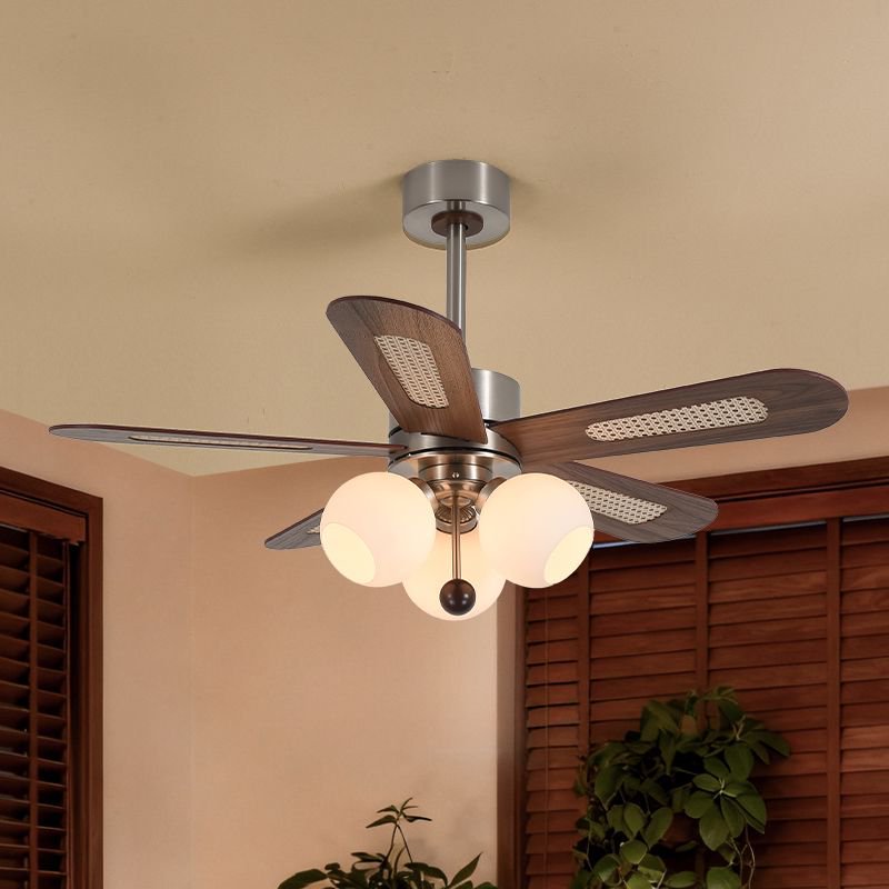 Medieval Log Fan Lamp B&B Retro Ceiling Fan Lamp Living Room Dining Room Bedroom Fan Lamp Home Integrated Chandelier