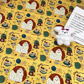 版权款小狗 全棉八安帆布包包外套宠物坐垫外出包马甲手工diy面料