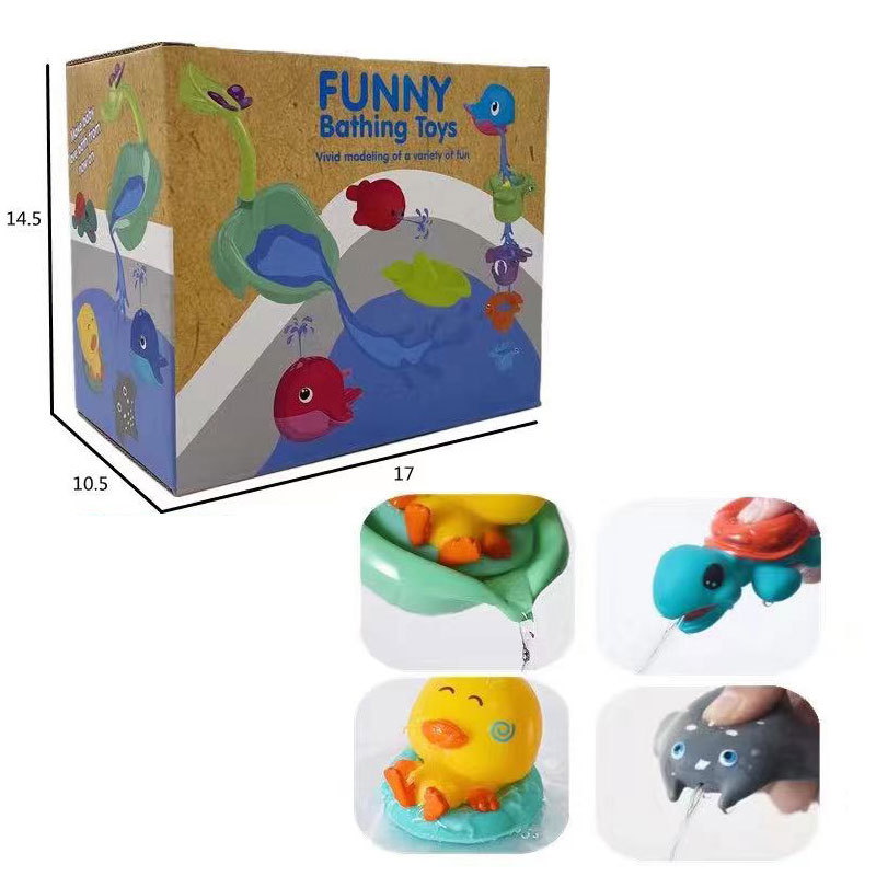 Baño de baño de los niños juguetes de agua océano baño agua spray vinilo animal lechón almacenamiento combinación traje 7 UNID