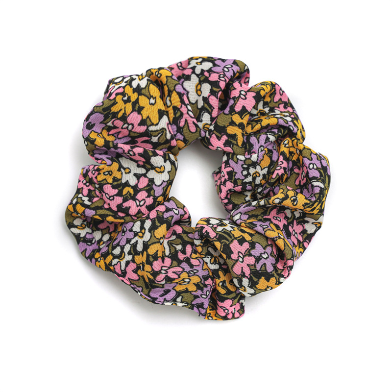 Nueva Mori tela floral intestino grande banda de pelo tocado versátil alto elástico Rosa patrón lazo cuerda de pelo en stock
