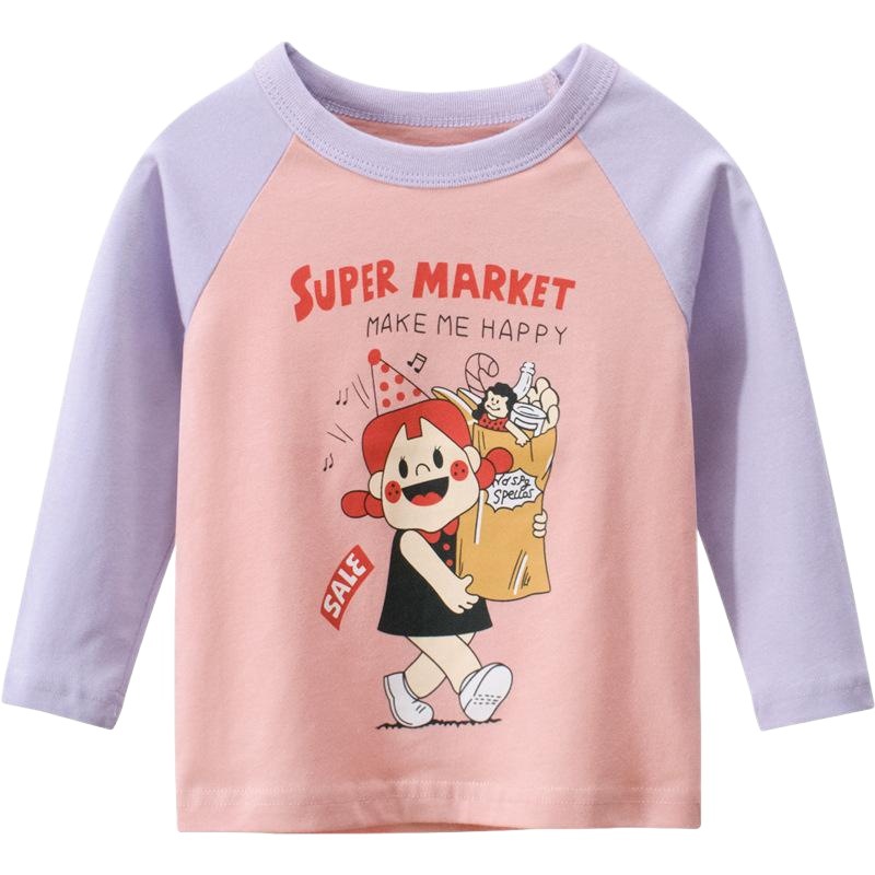 27 ropa para niños en casa nueva venta al por mayor 2023 Camiseta de manga larga para niñas de primavera ropa para niños