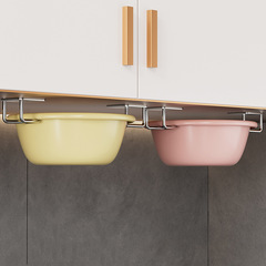 Stainless steel washbasin rack wall-mounted bathroom storage rack bathroom punch-free basin hook washbasin storage artifact