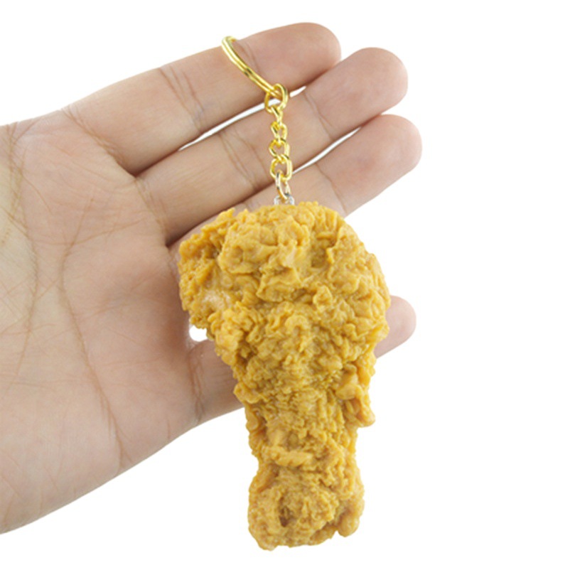 PVC simulación de pollo pierna alas de pollo modelo colgante divertido pollo ARROZ FLOR papas fritas comida y juego llavero adornos simulación pierna de pollo