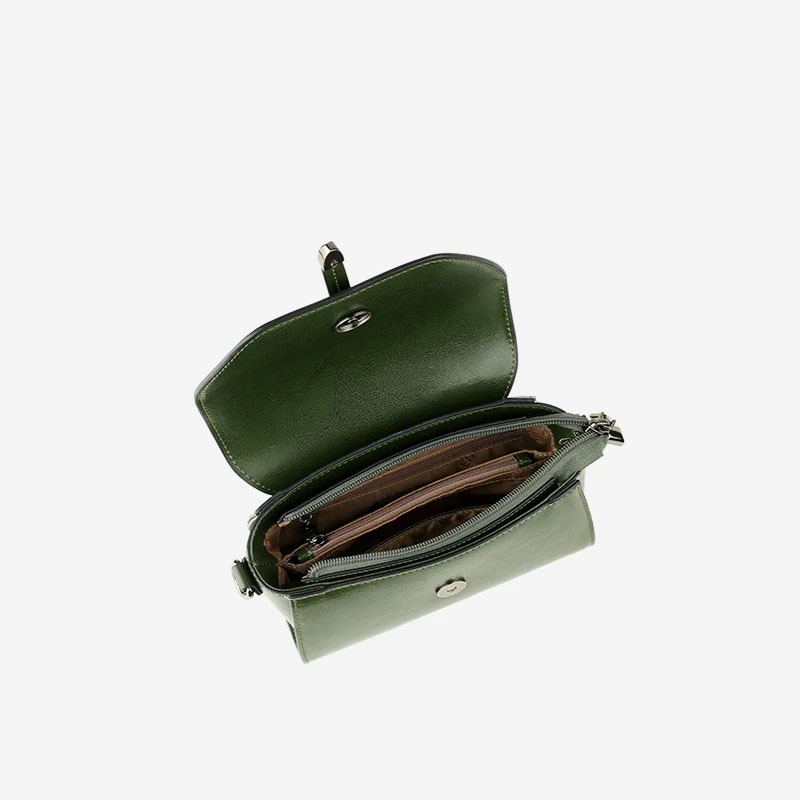Túi đeo chéo nữ phong cách retro, thiết kế đơn giản, quai xách tay và dây đeo vai, kích thước 20×9×12 cm — màu đen
