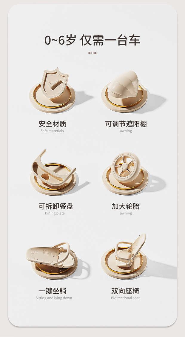 儿童遛娃神器轻便可折叠婴儿推车可坐可双向平躺婴儿四轮推车详情2