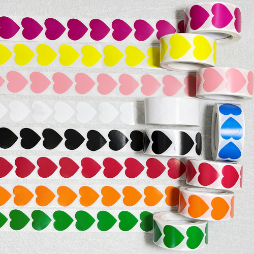 Manufacturer wholesale foreign trade blank love stickers self-adhesive rolls of heart-shaped sticker labels 500 pieces/roll