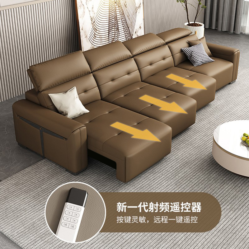 Sofá eléctrico minimalista italiano, sala de estar, sofá eléctrico multifuncional de cuero real personalizado