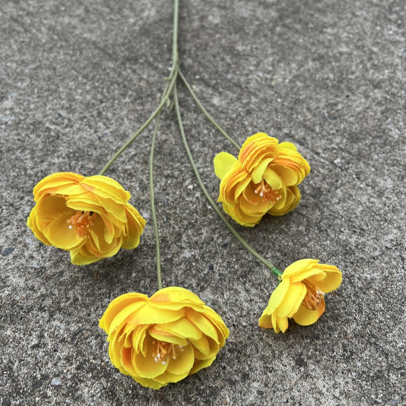 Nueva fábrica de flores artificiales de la boda amarillo leche amarillo limón amarillo fresco al aire libre Salón de la boda decoración flor falsa al por mayor