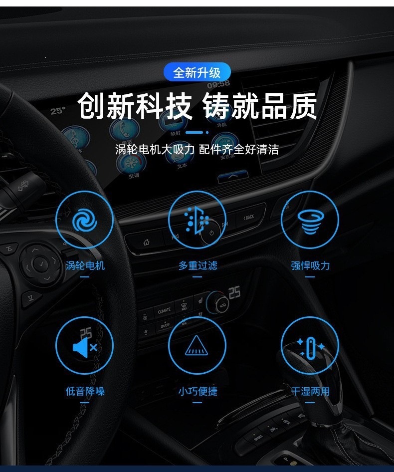 Popular car vacuum cleaner, home pet hair remover, wireless, multi-functional, high-power, for both dry and wet cleaning