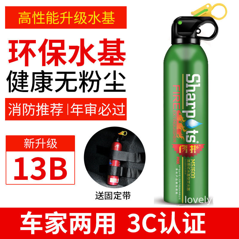Extinguisher Small – Shanpu Vehicle fire extinguisher - shan-pu-13b-green-600ml-fixing-strap