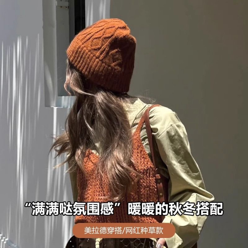 秋冬の女性用ベルベットニット帽、厚みのある冬用暖かいサイクリング防寒耳保護韓国風多用途ウール帽子防寒帽子|undefined