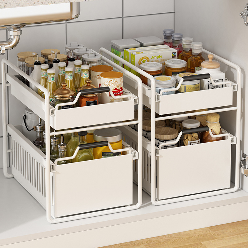 Estante de almacenamiento de cocina extraíble multifuncional, cajón multifuncional, estante de almacenamiento de condimentos para gabinete y fregadero