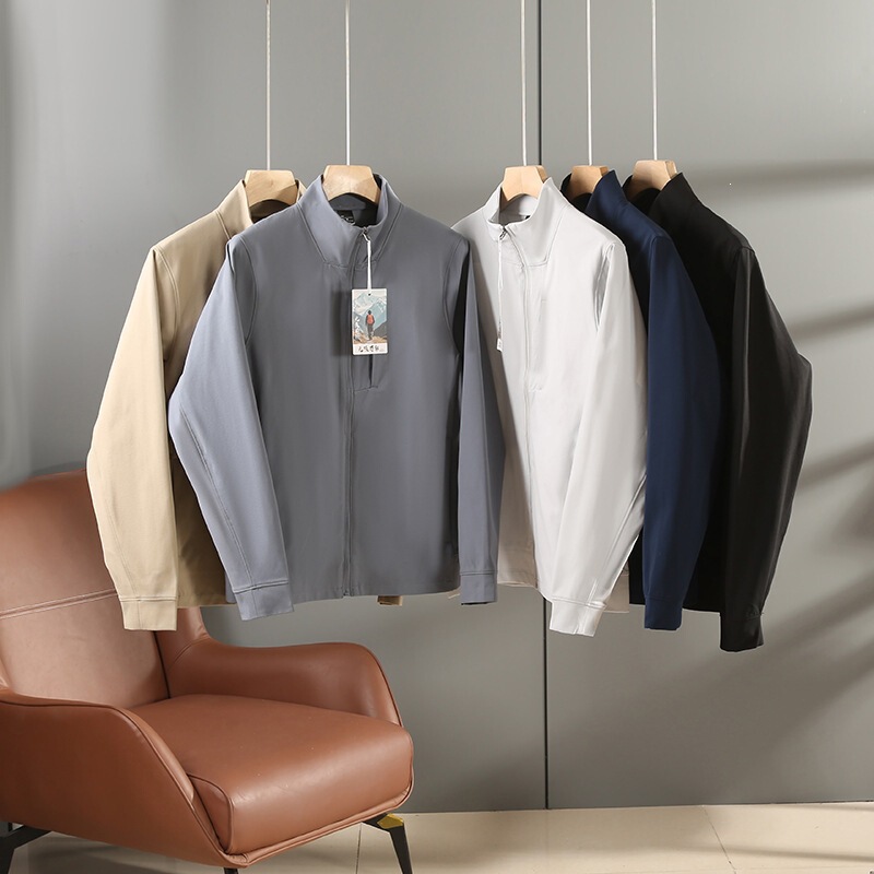 Quality Men's Fashion Alternative 26 Spring and Autumn New Solid Color Stand Collar Three-Dimensional Business Sports Casual Zip-Up Jacket Quality Men's Fashion Alternative 26 Spring and Autumn New Solid Color Stand Collar Three-Dimensional Business Sports Casual Zip-Up Jacket
