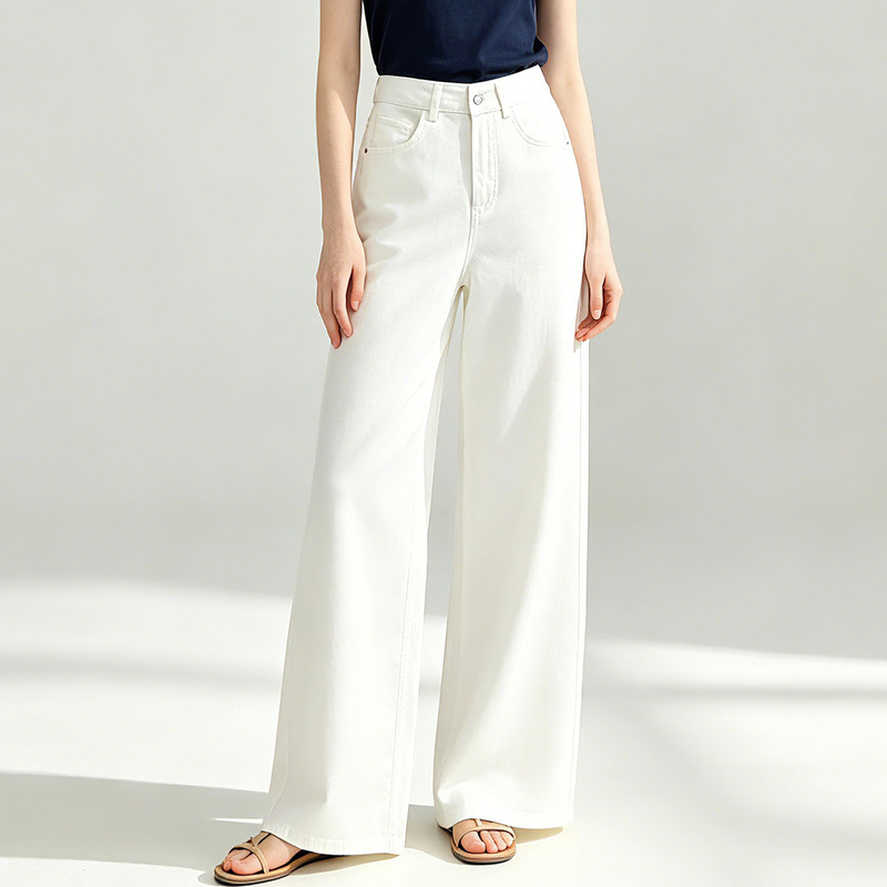 Xingge 2026 Summer Style Tencel Cotton High-Waisted Narrow Straight White Jeans for Women, Loose Wide-Leg Slimming Floor-Length Pants Xingge 2026 Summer Style Tencel Cotton High-Waisted Narrow Straight White Jeans for Women, Loose Wide-Leg Slimming Floor-Length Pants