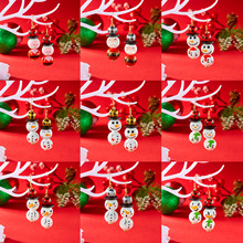 跨境欧美圣诞木珠耳环可爱圣诞老人雪人耳环圣诞派对百搭节日耳饰