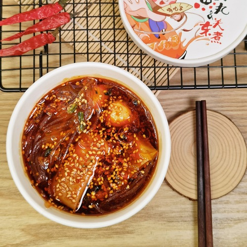 Hi Eat Jump Fish Balls Bucket Full Box Sour and Spicy Powder Snail Rice Snacks Convenient Noodles Instant Food Dorm