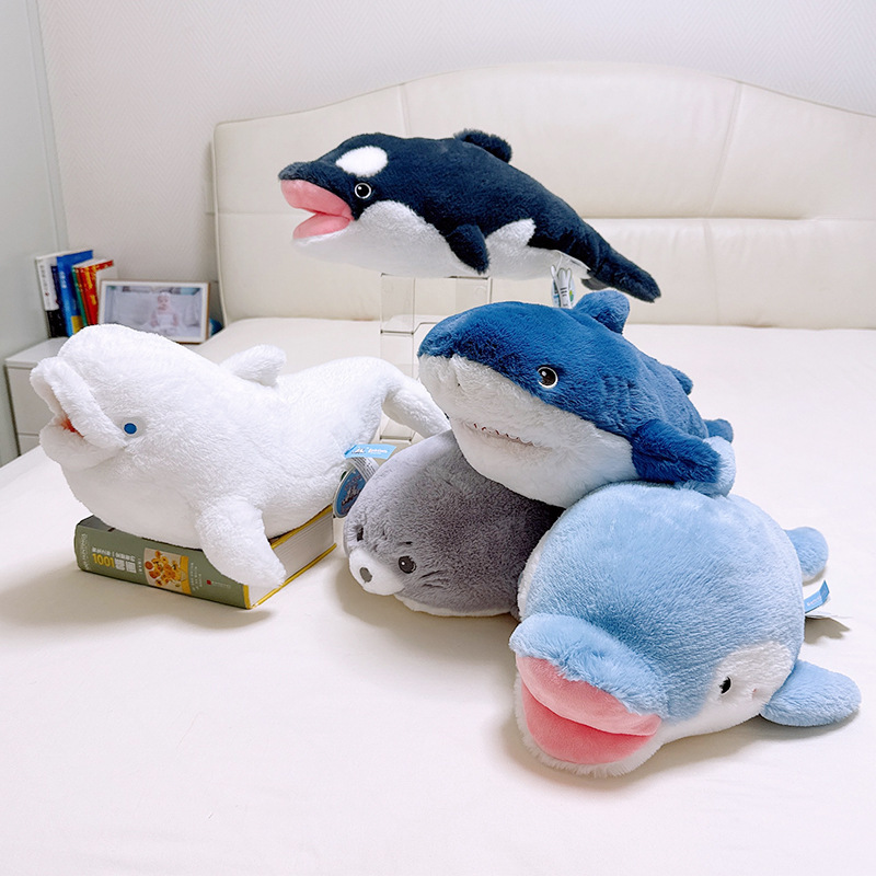 Set Dudu Happy Ocean Series Beluga Seal Shark Dolphin Plush Doll Sleeping Wholesale Dropshipping