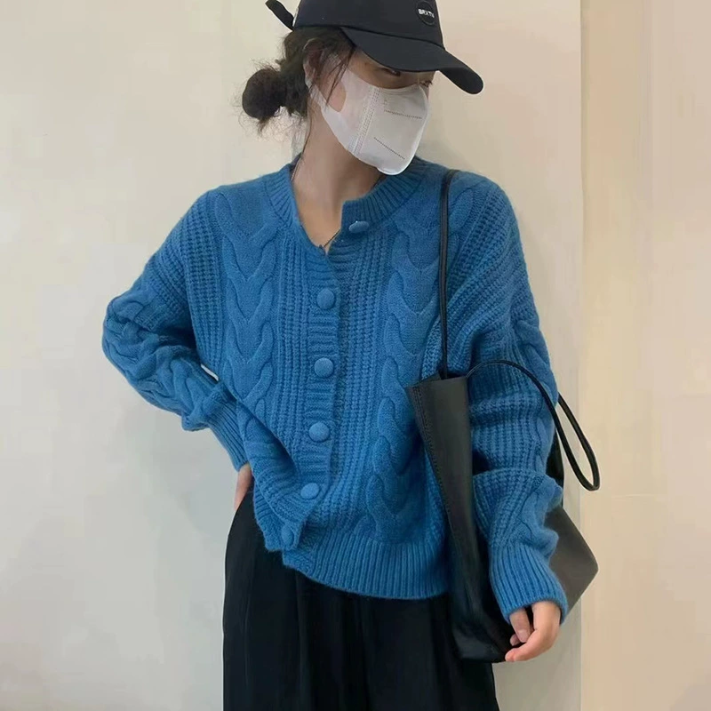 Autumn Cardigan, Korean-Style Loose Fit Sweater Jacket, Thick Knit, One Size