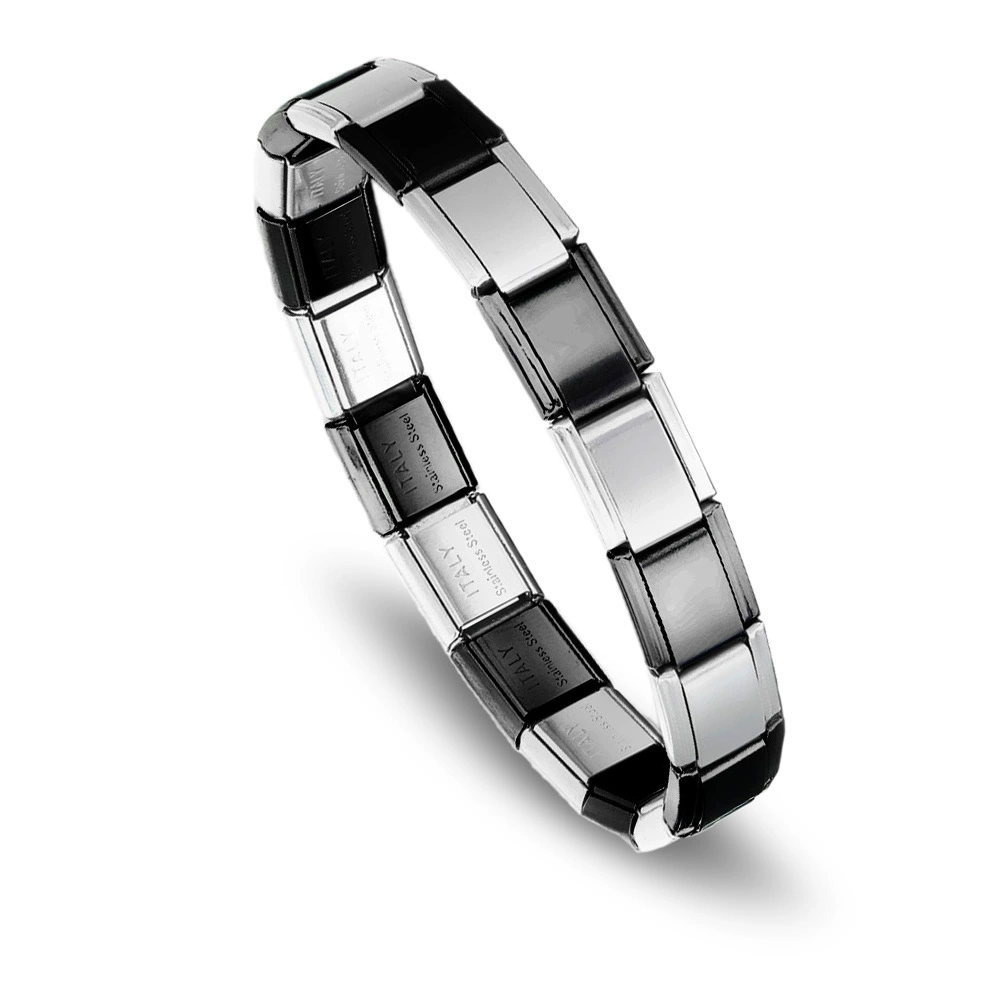 stainless steel bracelet, removable elastic link watch strap, italian european style, assorted charms