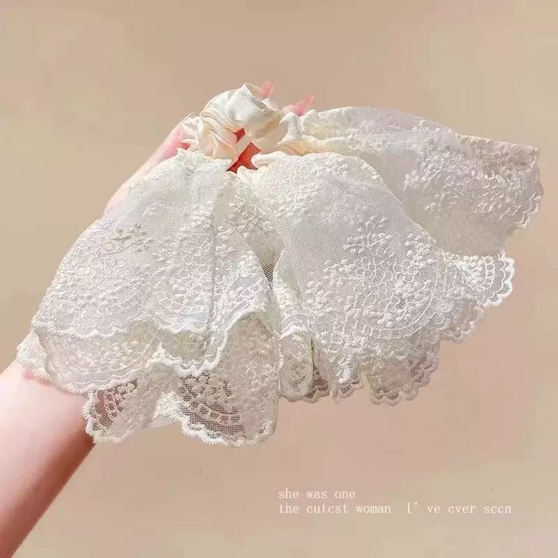 甜美清新蝴蝶结大肠发圈蕾丝花边新款马尾发绳少女头绳发饰批发|undefined
