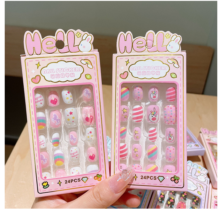 15g Weight Cute Cartoon Character Stripe Plastic Nail Patches 1 Set
