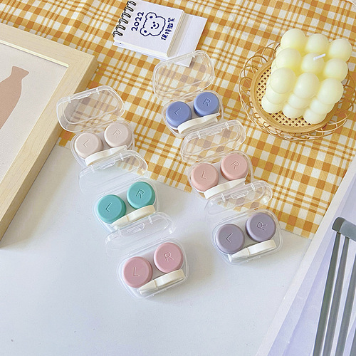 Korean ins simple candy color portable contact lens case, contact lens companion box, storage and care double box