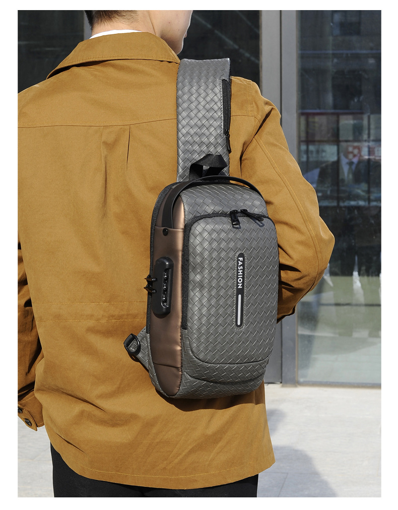 Cross-border men's chest bag, anti-theft password lock, single-shoulder bag, casual and simple crossbody bag, water-resistant outdoor storage chest bag undefined