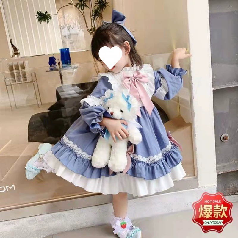 Осенний детский длинный рукав, платье, 3-6-8 лет, западный стиль, оптовый