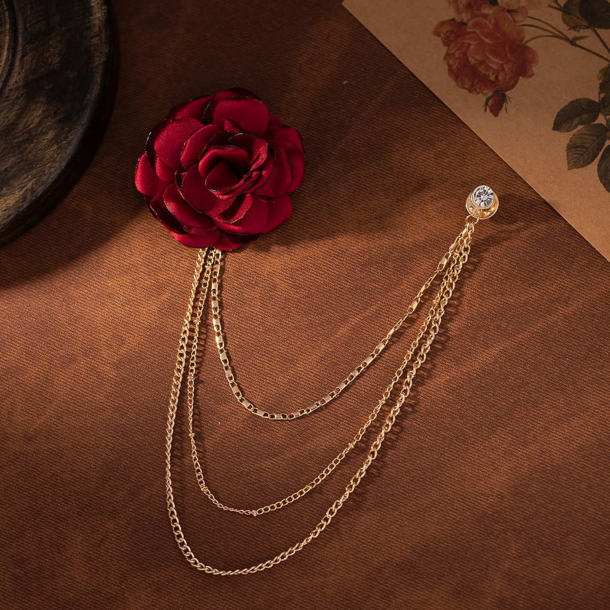 Fabric Burnt Edge Flower Brooch for Women, High-end Luxury Elegant Design, Chain Corsage, Dress, Elegant and Simple Accessories