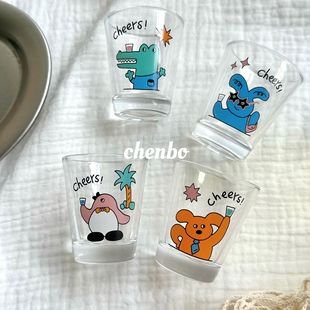 Creative Soju Glass 50ml 0.05kg Cup White Wine Glass One Sip Sake Household Spirit Glass Wholesale Printed Logo