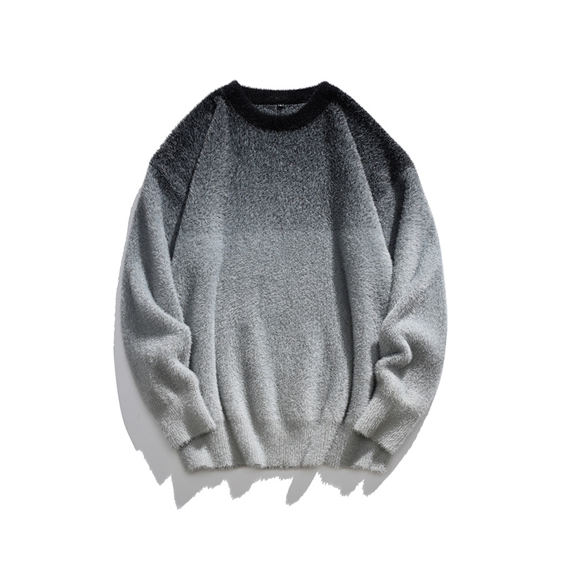 Retro winter design knitted sweater with a round collar
