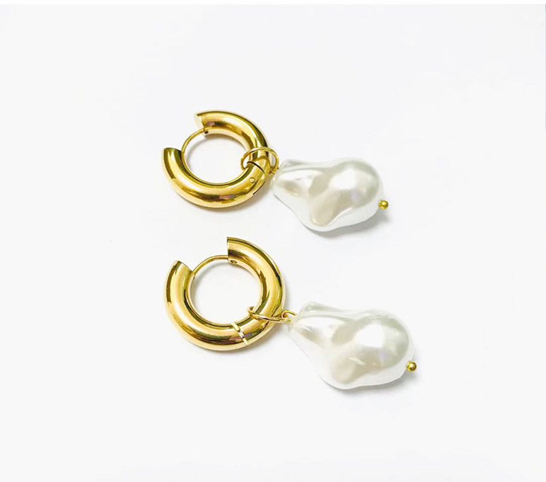 Fashion Geometric Stainless Steel Gold Plated Artificial Pearls Drop Earrings 1 Pair display picture 6