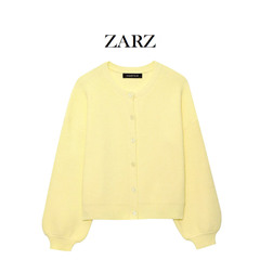 ZARZ 自制 欧美风 新款女装 洋气时髦单排扣黄色灯笼袖针织外套