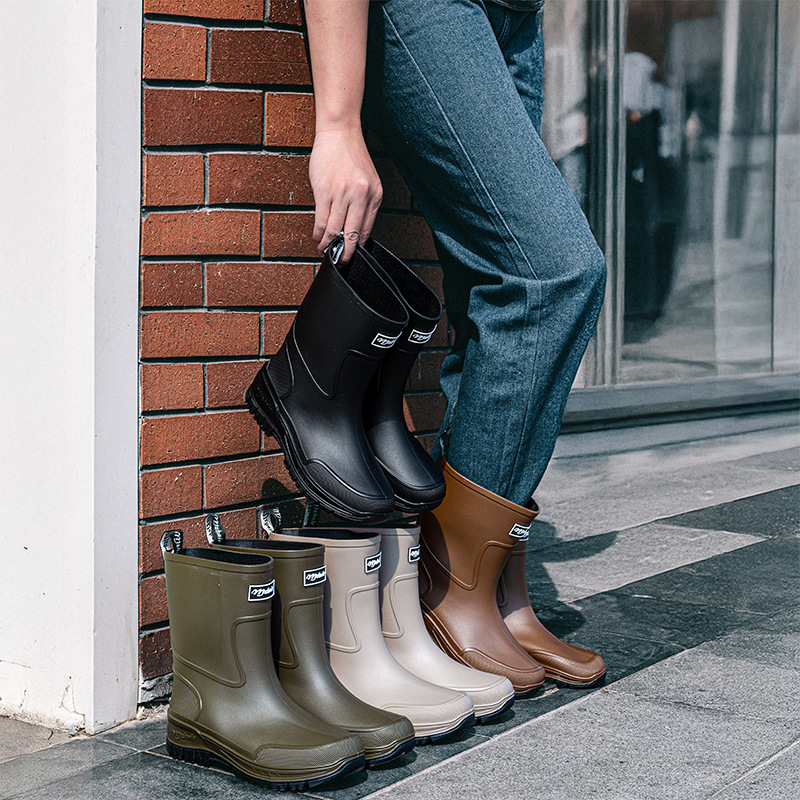 Men's Rain Boots, Mid-Calf, with Drawstring, Kitchen Rubber Shoes, Couple's Waterproof Non-Slip Water Shoes, Adult Outdoor Women's Rain Boots, Cross-Border Men's Rain Boots, Mid-Calf, with Drawstring, Kitchen Rubber Shoes, Couple's Waterproof Non-Slip Water Shoes, Adult Outdoor Women's Rain Boots, Cross-Border