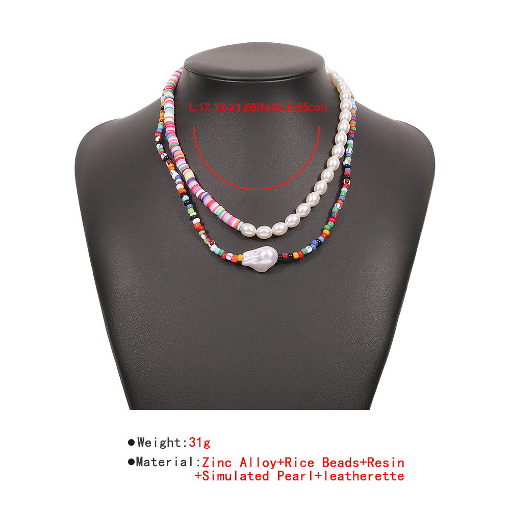 Collier Double Couche De Couleur De Perles De Riz En Imitation De Style Bohème display picture 5