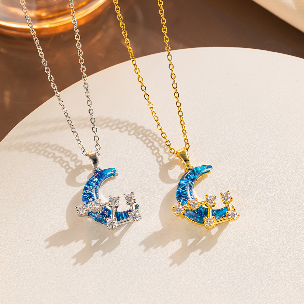 Neue Starry Sky Moo Halskette mit weiblichem Ausreißer-Design, Istagram, hochwertige Anzeige, vielseitige Schlosskette aus Titanstahl_voghion.com