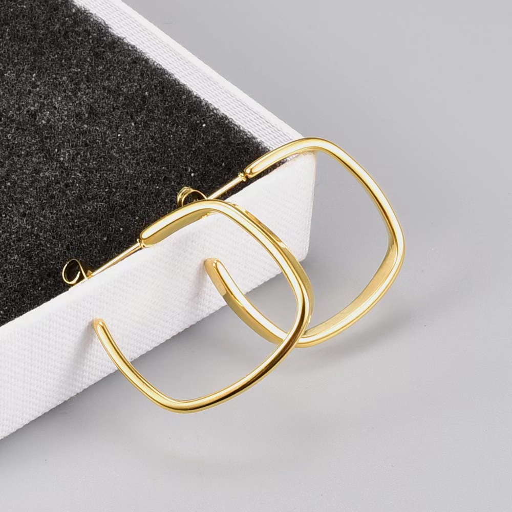 Style Simple Carré Acier Inoxydable Placage Boucles D'oreilles 1 Paire display picture 2