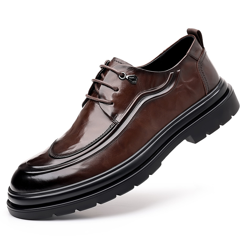 Zapatos de cuero para hombres de verano transpirables vestidos de negocios zapatos de cuero para hombres estilo británico retro marrón casual zapatos de boda novio
