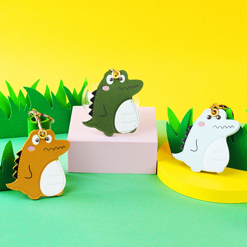 Leather Dinosaur Access Card Holder Keychain Airtag Protective Case Practical Anti-Lost Key Ring Dinosaur Keychain Leather Dinosaur Access Card Holder Keychain Airtag Protective Case Practical Anti-Lost Key Ring Dinosaur Keychain