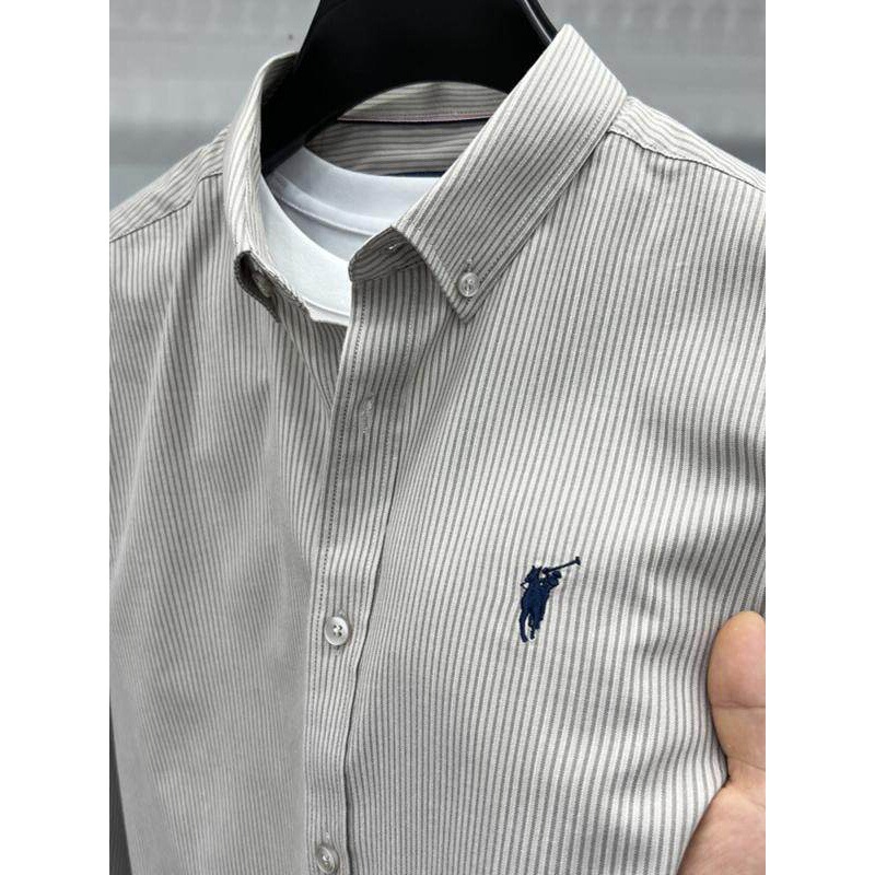 Paul Men's New Spring and Autumn Long-Sleeved Shirt Business Casual Striped High-Quality Cotton Loose Large Size Shirt
