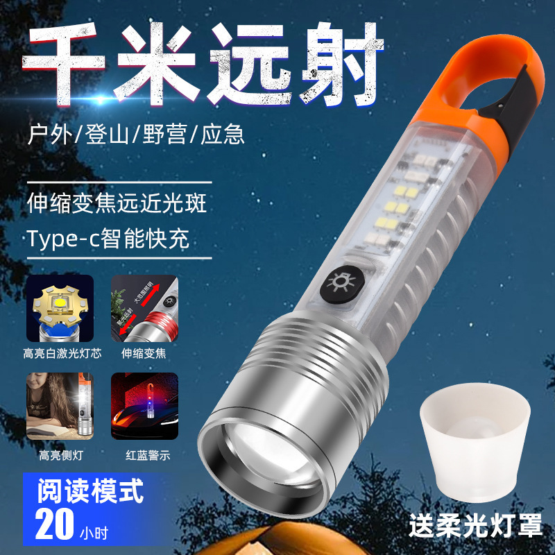 Fluorescence small travel handheld flashlight with laser