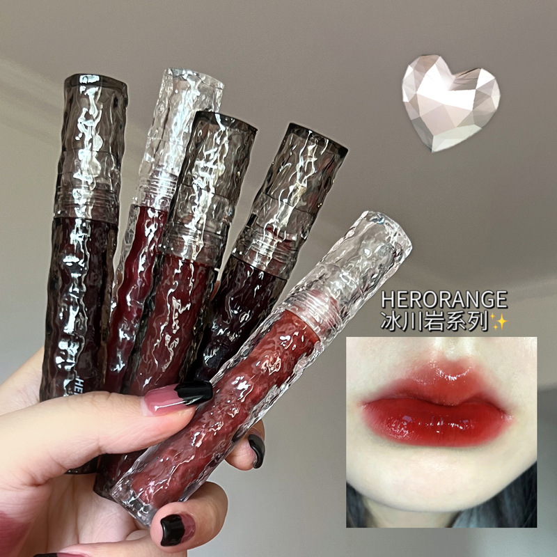 HERORANGE~Glacier Rock Mirror Lip Gloss: Long-lasting, moisturizing, non-transferable, brightens even without makeup, and has a glossy glass-like finish.