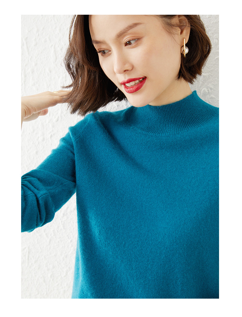 New autumn and winter collection: Semi-high-neck wool sweater, solid color pullover base layer for women, short thickened sweater for women, paired with knitted sweater pic 37