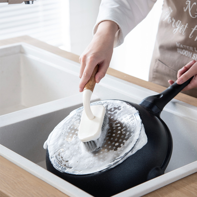 Floor brush toilet tile wall household kitchen pot brush stiff wooden handle gap cleaning brush spot wholesale