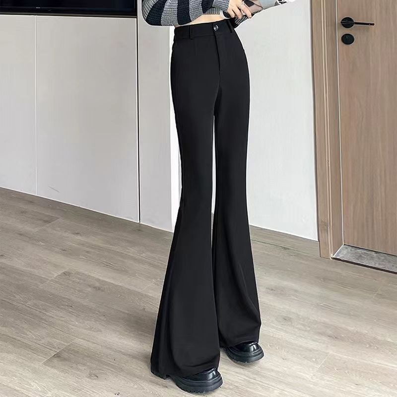 2025西装微喇叭裤女2025春夏新款高腰显瘦弹力小个子休闲拖地休闲|undefined