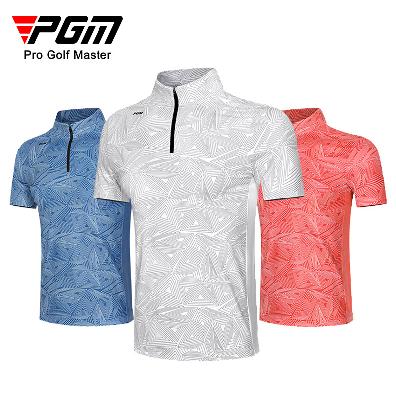 Áo thun nam golf ngắn tay vải thể thao co giãn PGM — YF394 màu trắng, YF394 màu xanh, YF394 Màu Đỏ