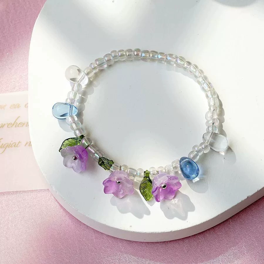 Бусинное браслет ручной работы, стиль Flower Light-Luxury, длина 17 см, разноцветные варианты (SL1–SL36)
