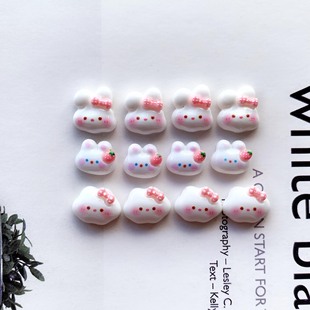 Bright Mini Rabbit Resin Accessories DIY Phone Case Cream Gel Hair Clip Material Cartoon Patch Accessories